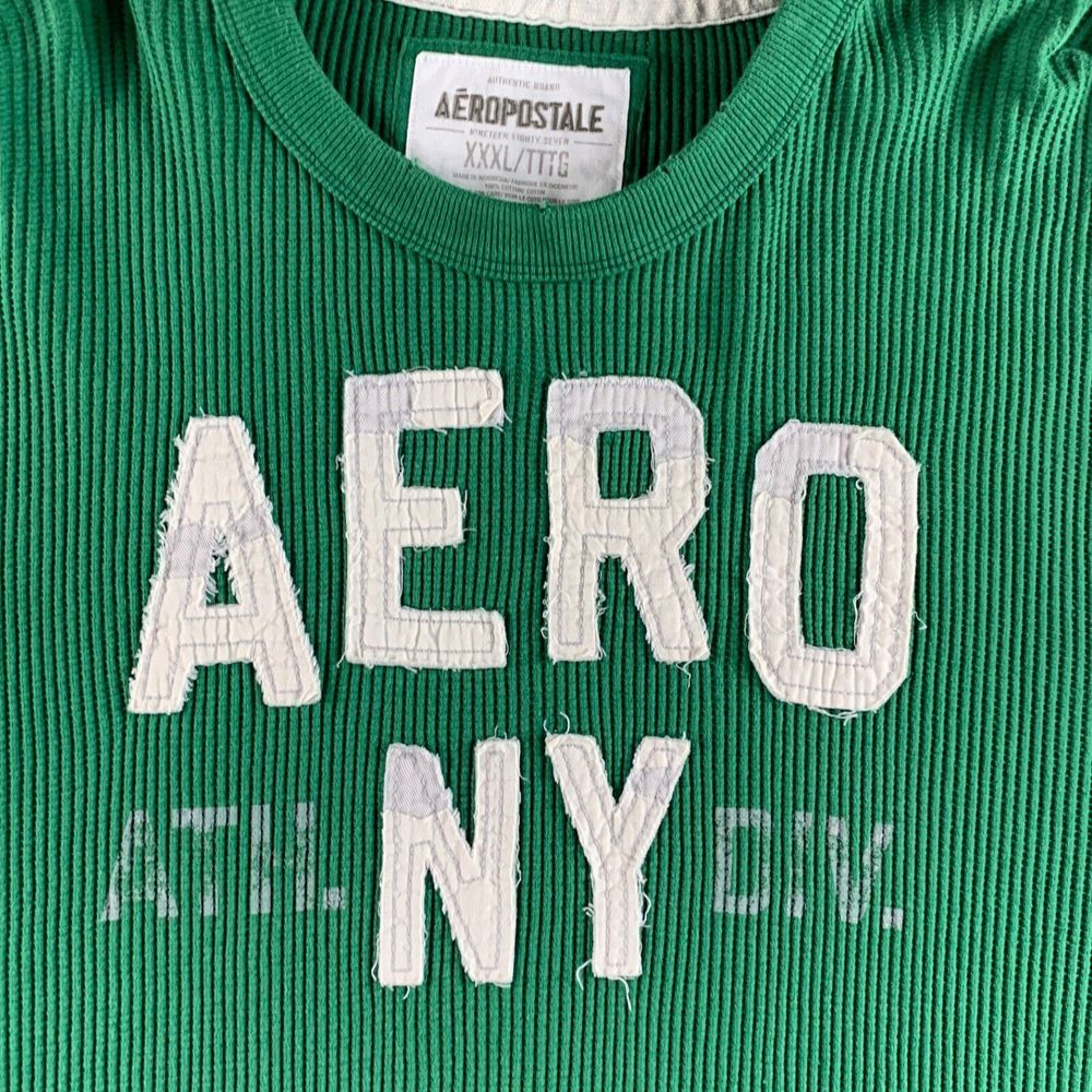 NEW Aeropostale T Shirt Mens 3XL Green Thermal Waffle Knit Pullover Heavyweight - Picture 8 of 16